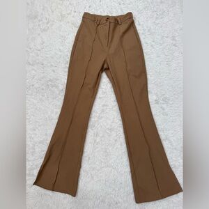 SHEIN Womens Brown Flare Leg Slit Hem Pants Size 4 Small